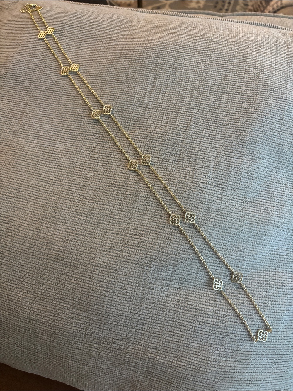 Kendra Scott gold tone devalyn long station logo medallion Necklace - Picture 4 of 4